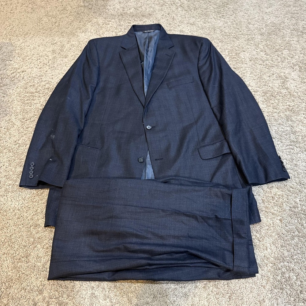 Jack Victor Suit Mens 46L Navy Blue Loro Piana Super 120s Wool 2 Piece 40x30